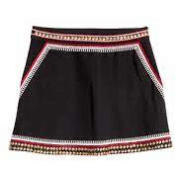 H&M Embellished Embroidered Beaded Boho Pocket Black Mini Skirt - Picture 4 of 6